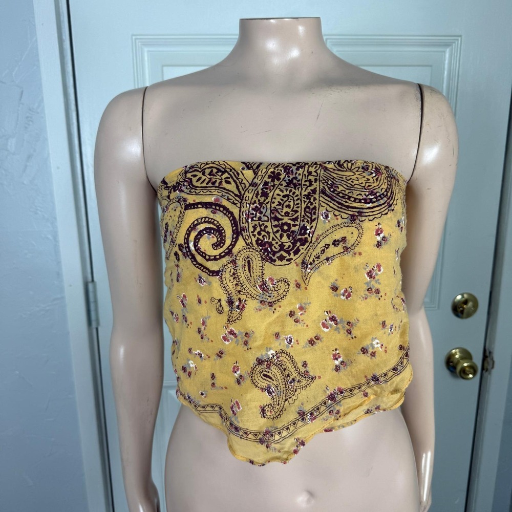 Vintage Y2k American Eagle Shirt Bandana Tank top Floral Crop Strapless NN18